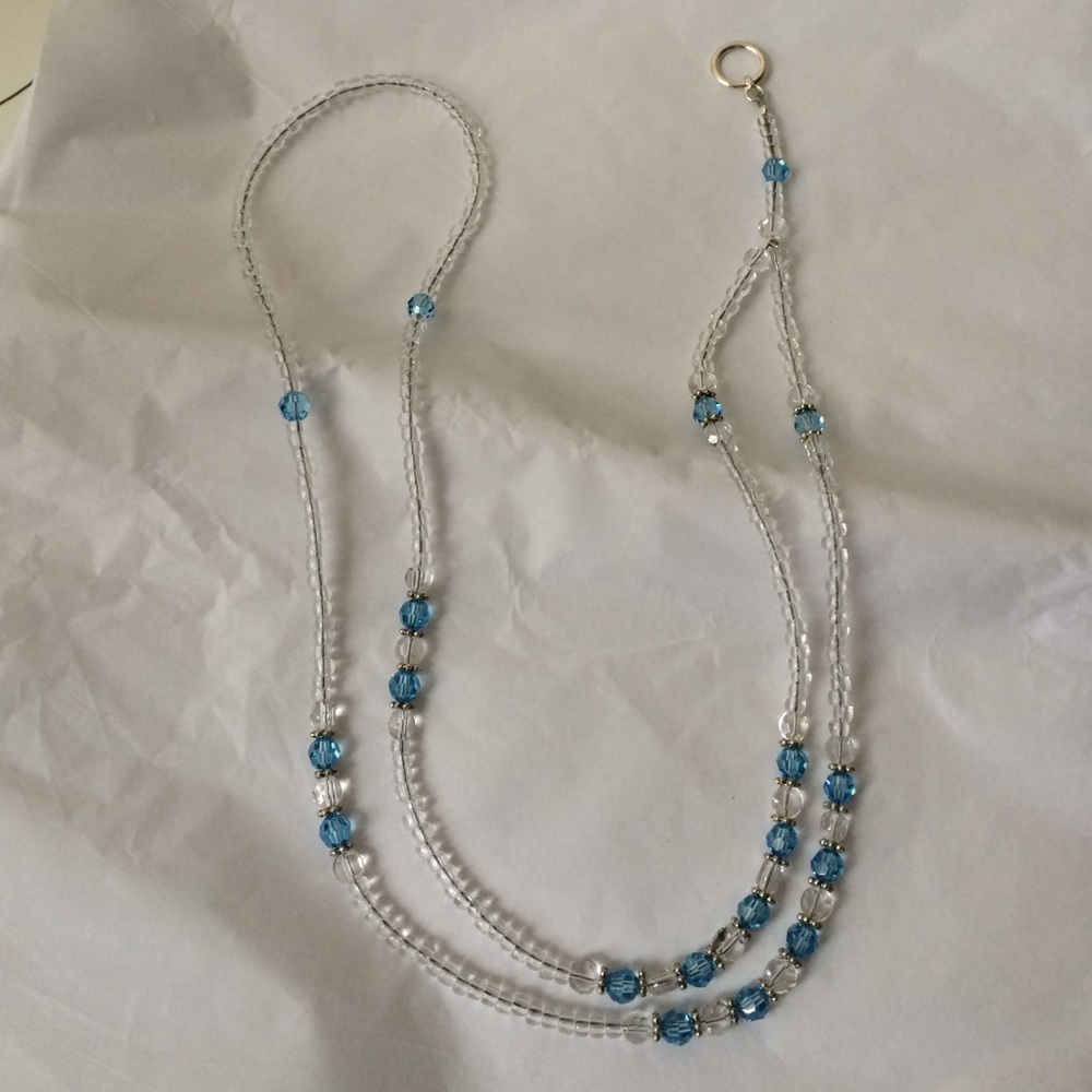ID Badge Holder Aquamarine Crystal Lanyard for Teachers or Nurses